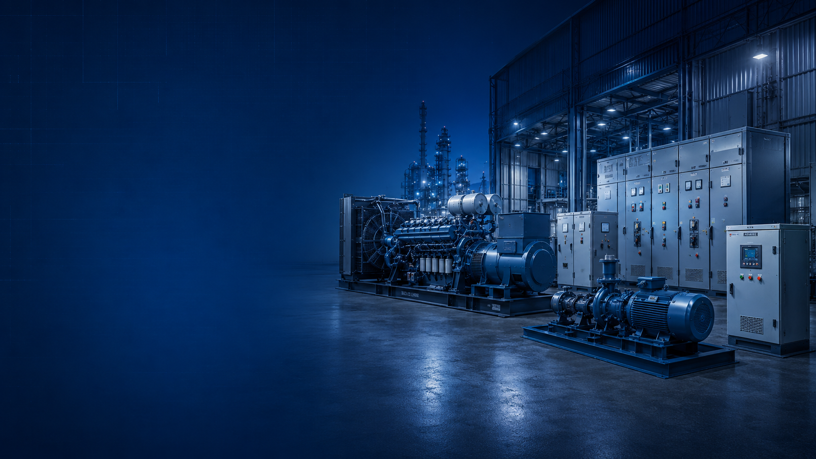 Industrial power equipment, switchgear, and packaged systems inside a facility